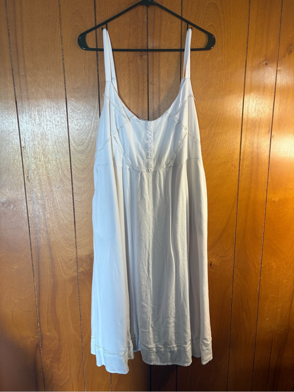 torrid White Spaghetti-Strap Midi Dress with Lace Trim